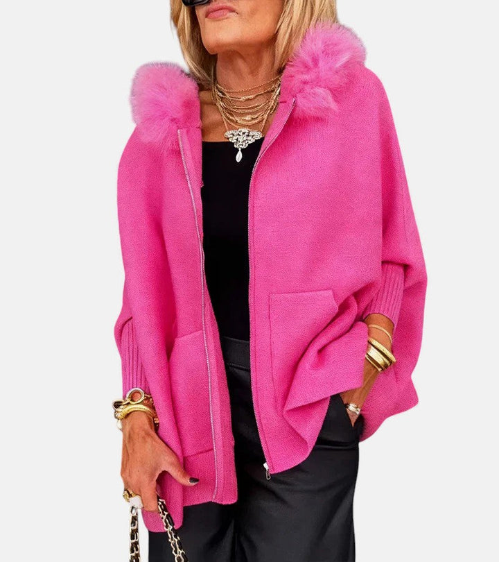 Martina | Cappotto Casual con Cappuccio e Collo di Pelliccia